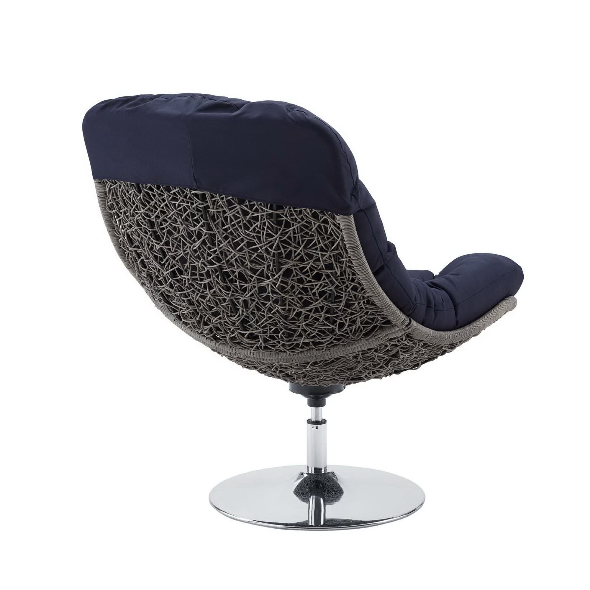 Brighton Wicker Rattan Outdoor Patio Swivel Lounge Chair - Light Gray Navy