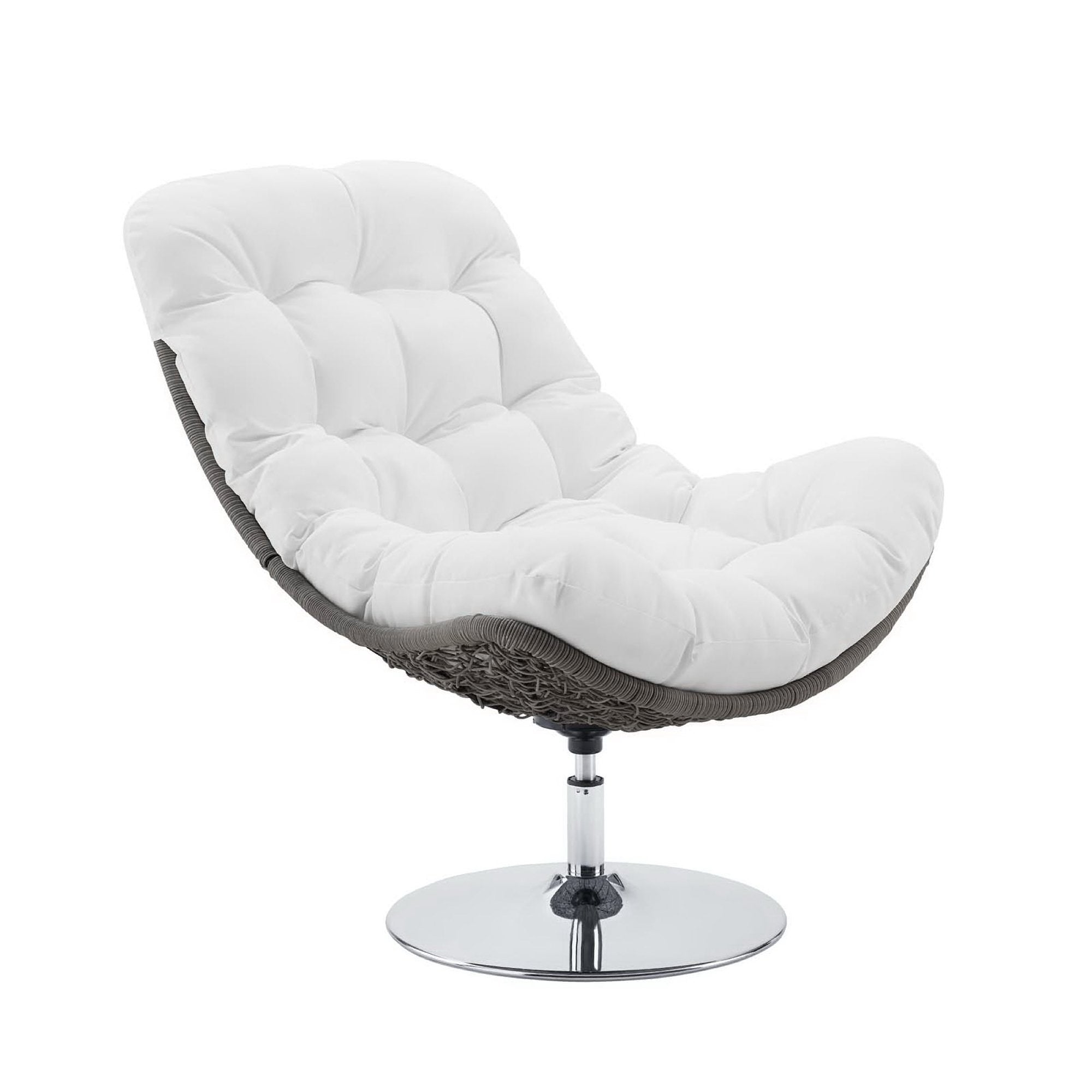 Brighton Wicker Rattan Outdoor Patio Swivel Lounge Chair - Light Gray White