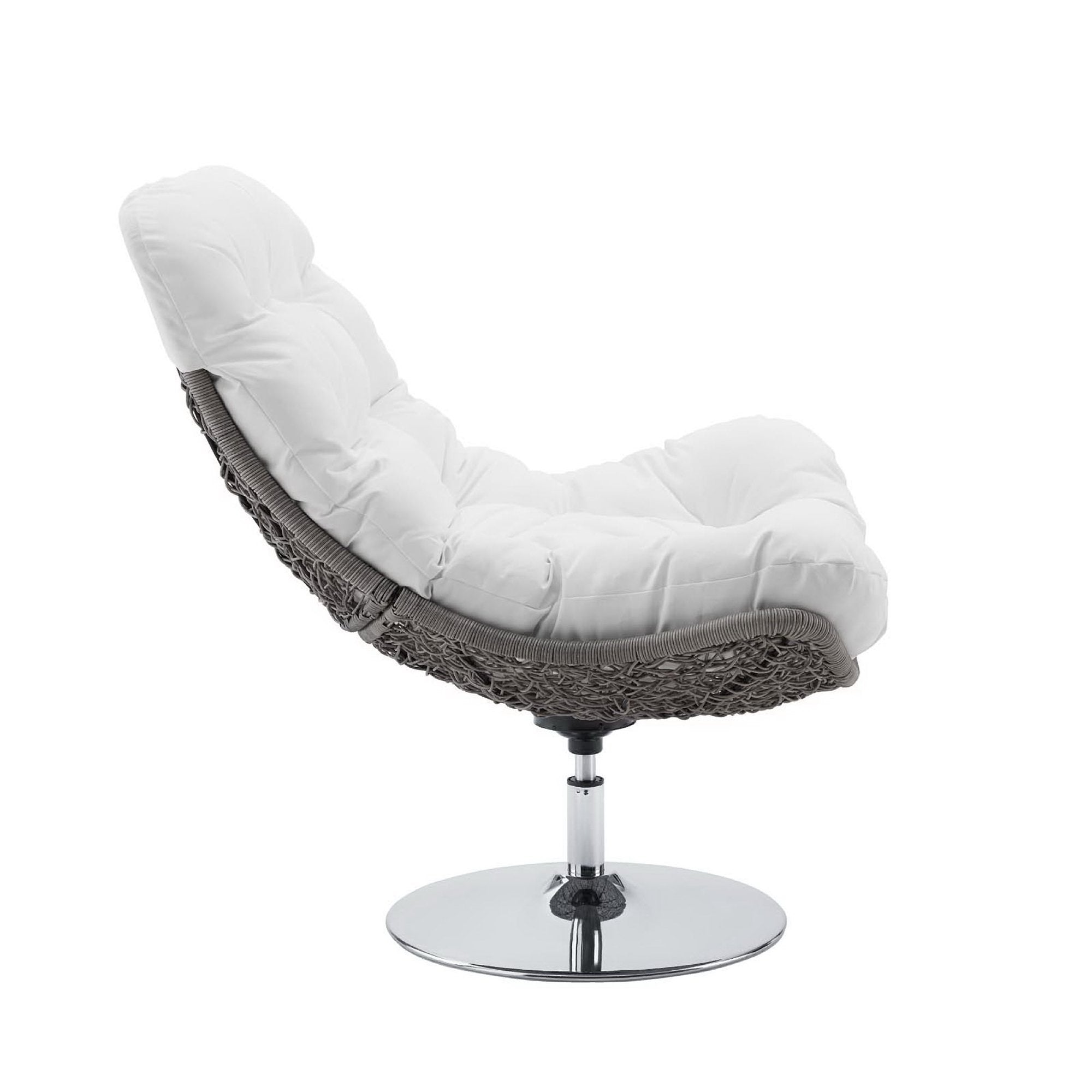 Brighton Wicker Rattan Outdoor Patio Swivel Lounge Chair - Light Gray White