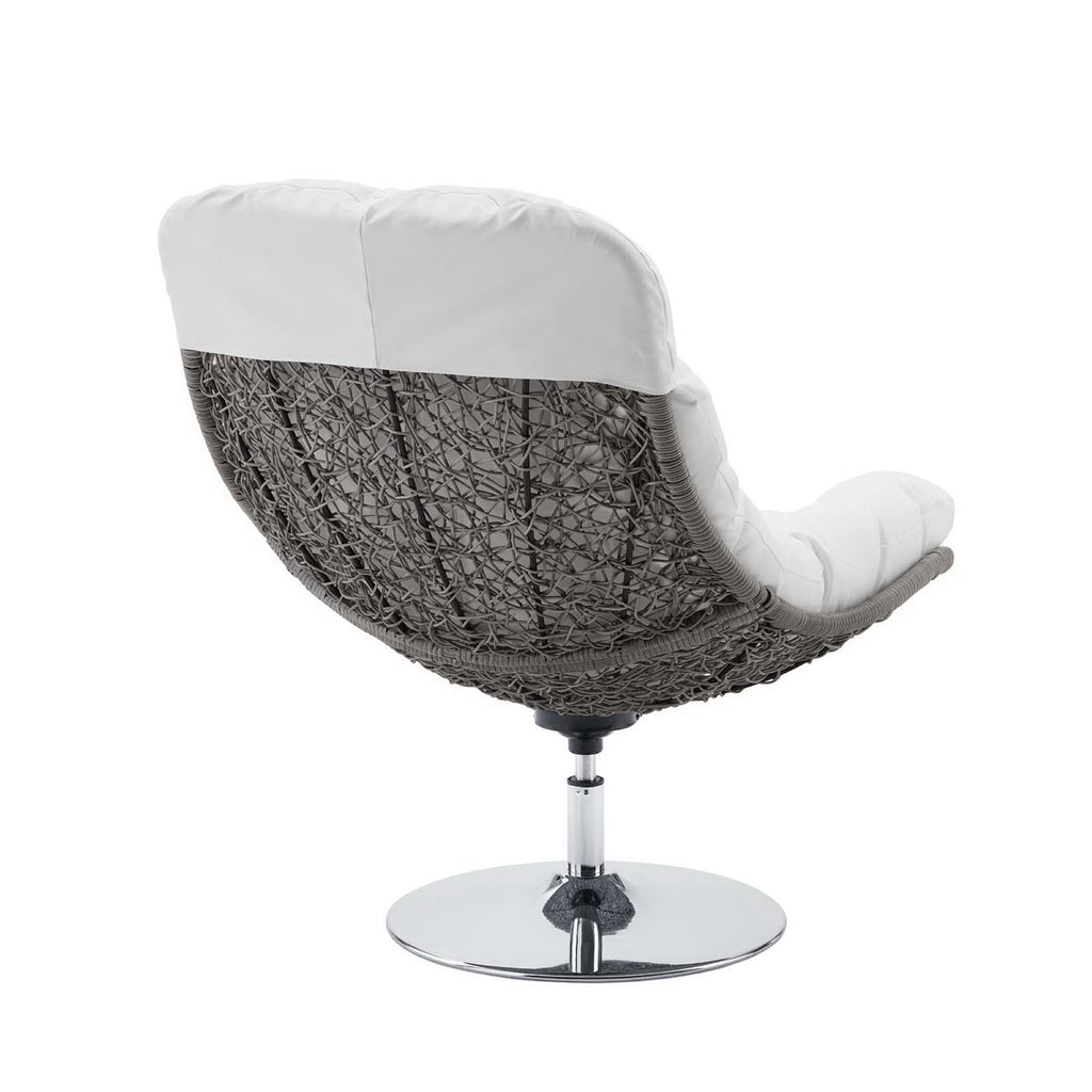 Brighton Wicker Rattan Outdoor Patio Swivel Lounge Chair - Light Gray White