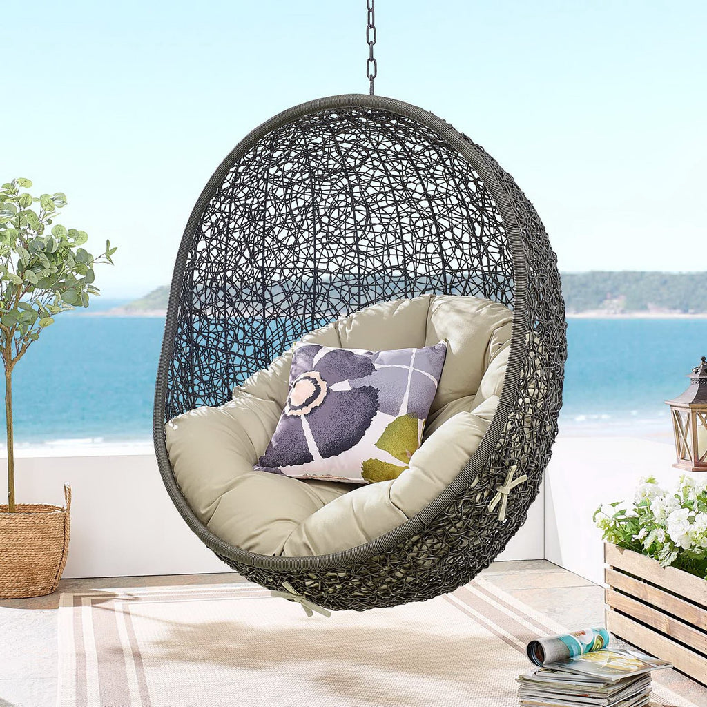 Hide Sunbrella Fabric Swing Outdoor Patio Lounge Chair Without Stand - Gray Beige