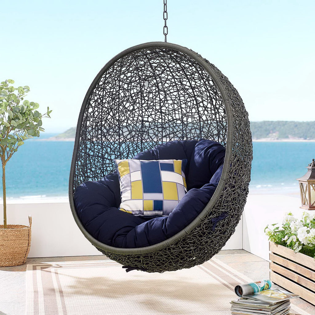Hide Sunbrella Fabric Swing Outdoor Patio Lounge Chair Without Stand - Gray Navy