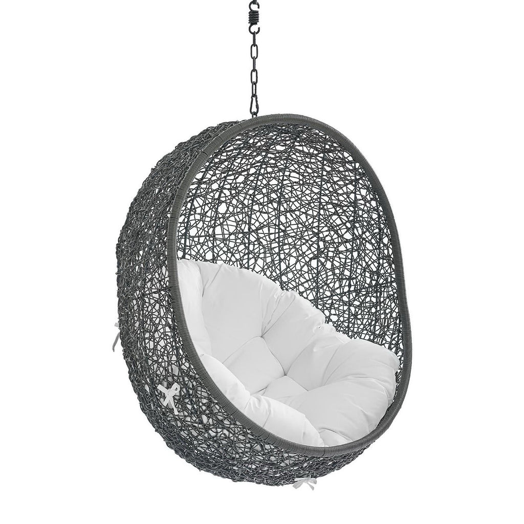 Hide Sunbrella Fabric Swing Outdoor Patio Lounge Chair Without Stand - Gray White