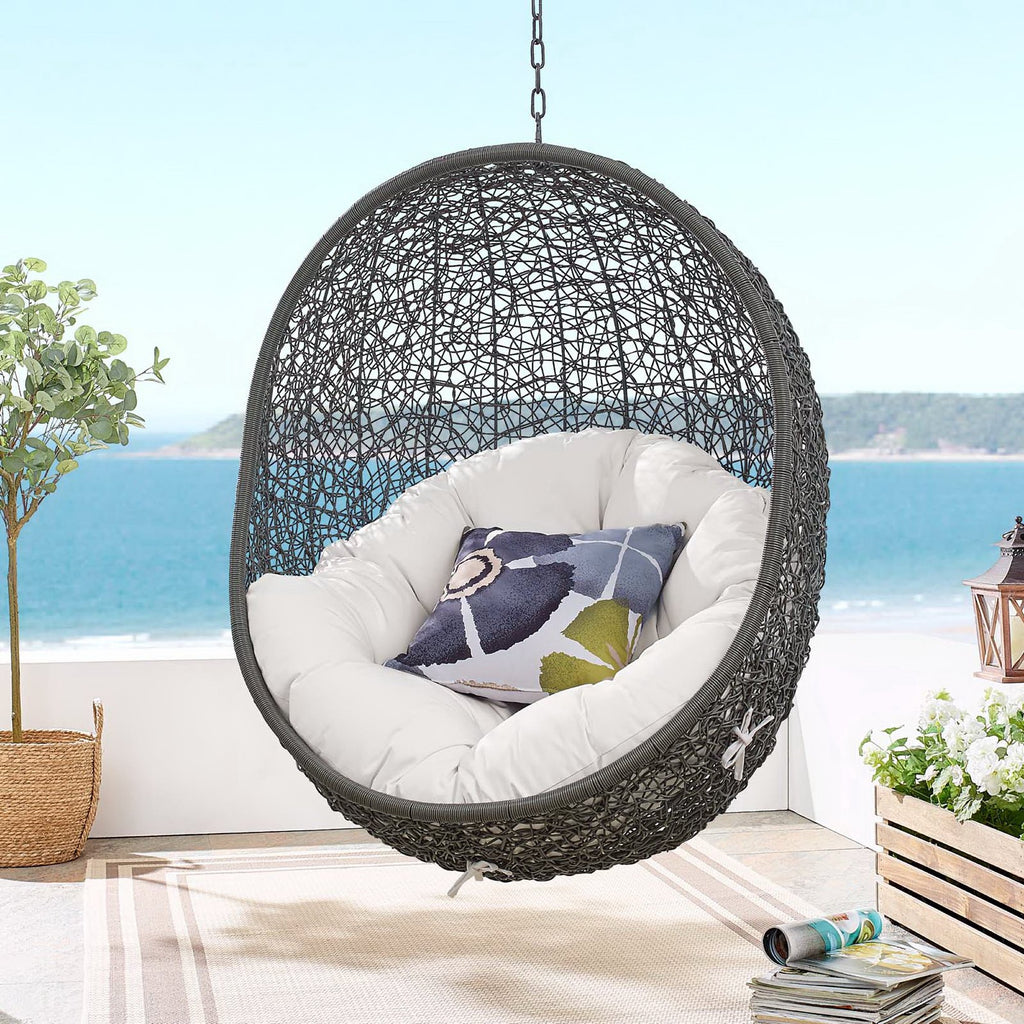 Hide Sunbrella Fabric Swing Outdoor Patio Lounge Chair Without Stand - Gray White