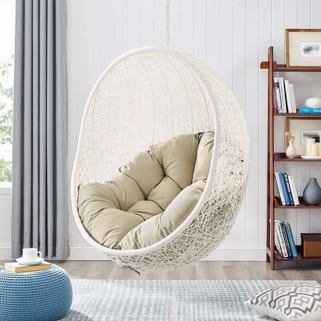 Hide Sunbrella Fabric Swing Outdoor Patio Lounge Chair Without Stand - White Beige