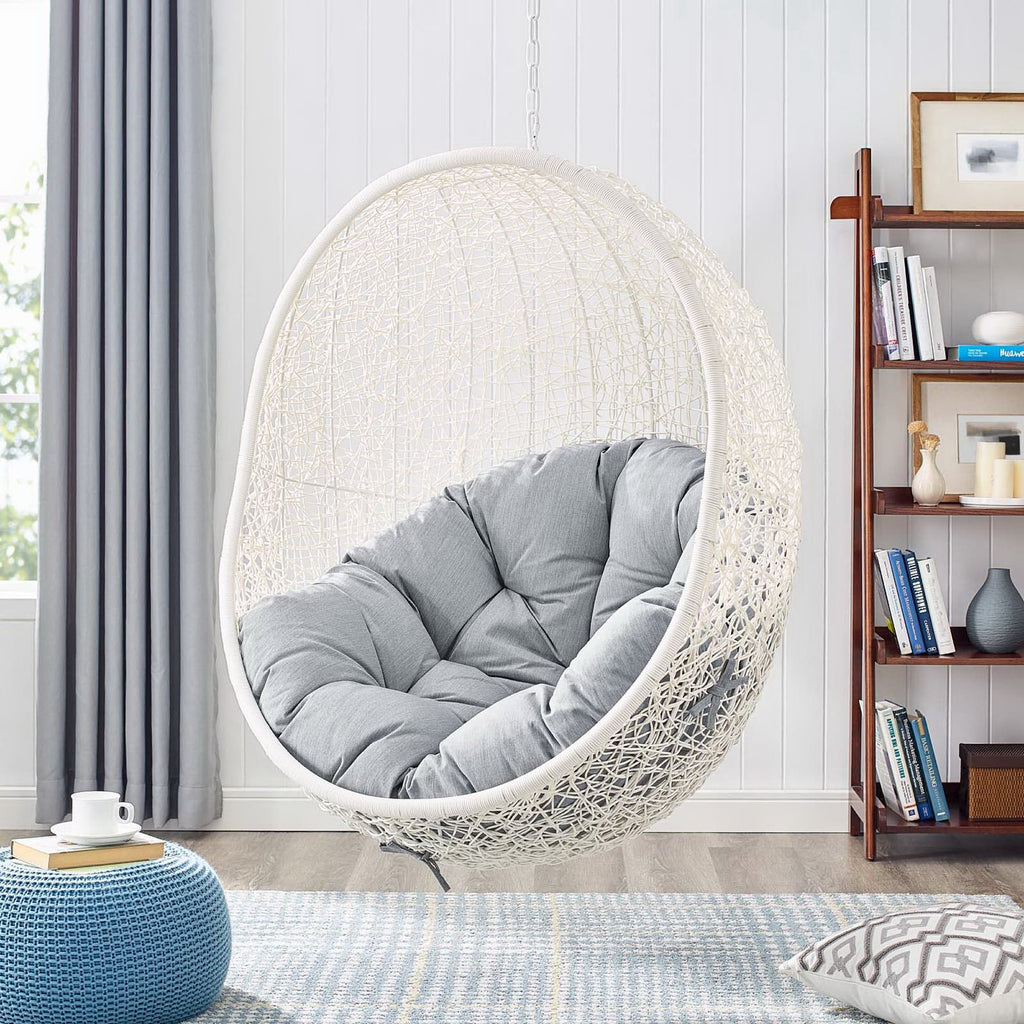 Hide Sunbrella Fabric Swing Outdoor Patio Lounge Chair Without Stand - White Gray