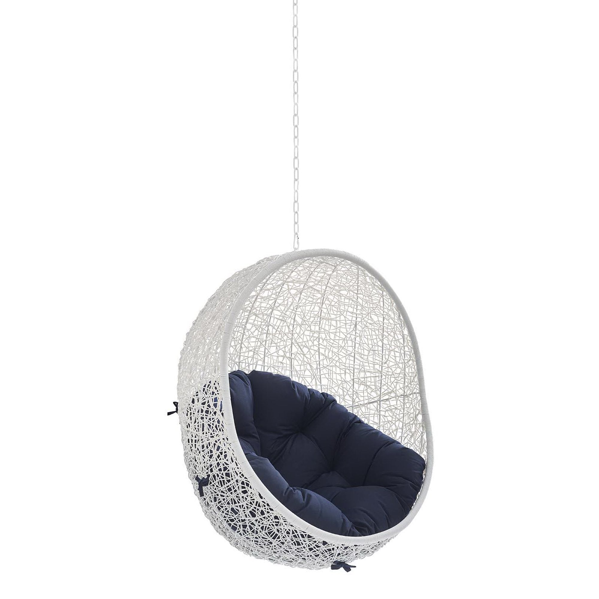 Hide Sunbrella Fabric Swing Outdoor Patio Lounge Chair Without Stand - White Navy