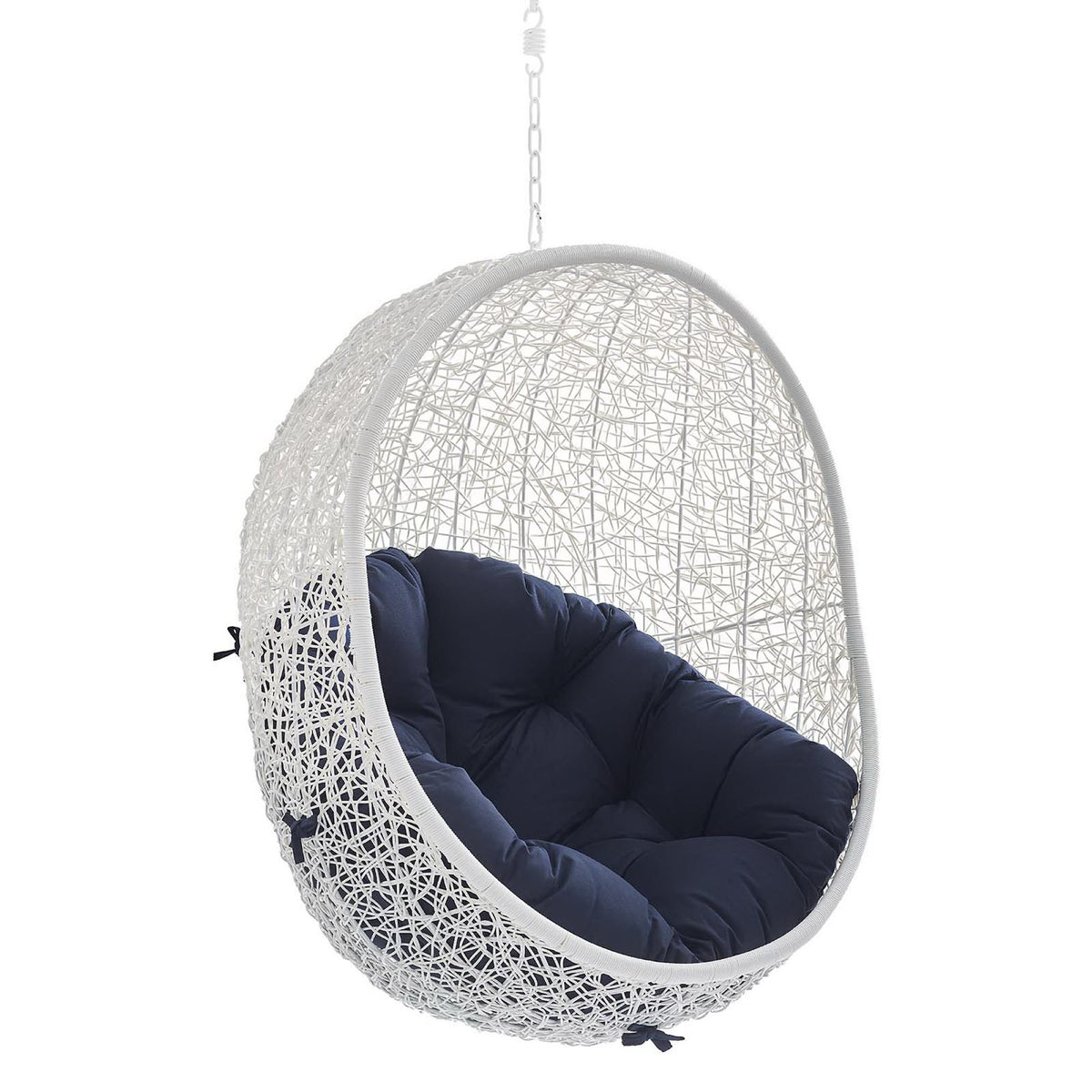 Hide Sunbrella Fabric Swing Outdoor Patio Lounge Chair Without Stand - White Navy