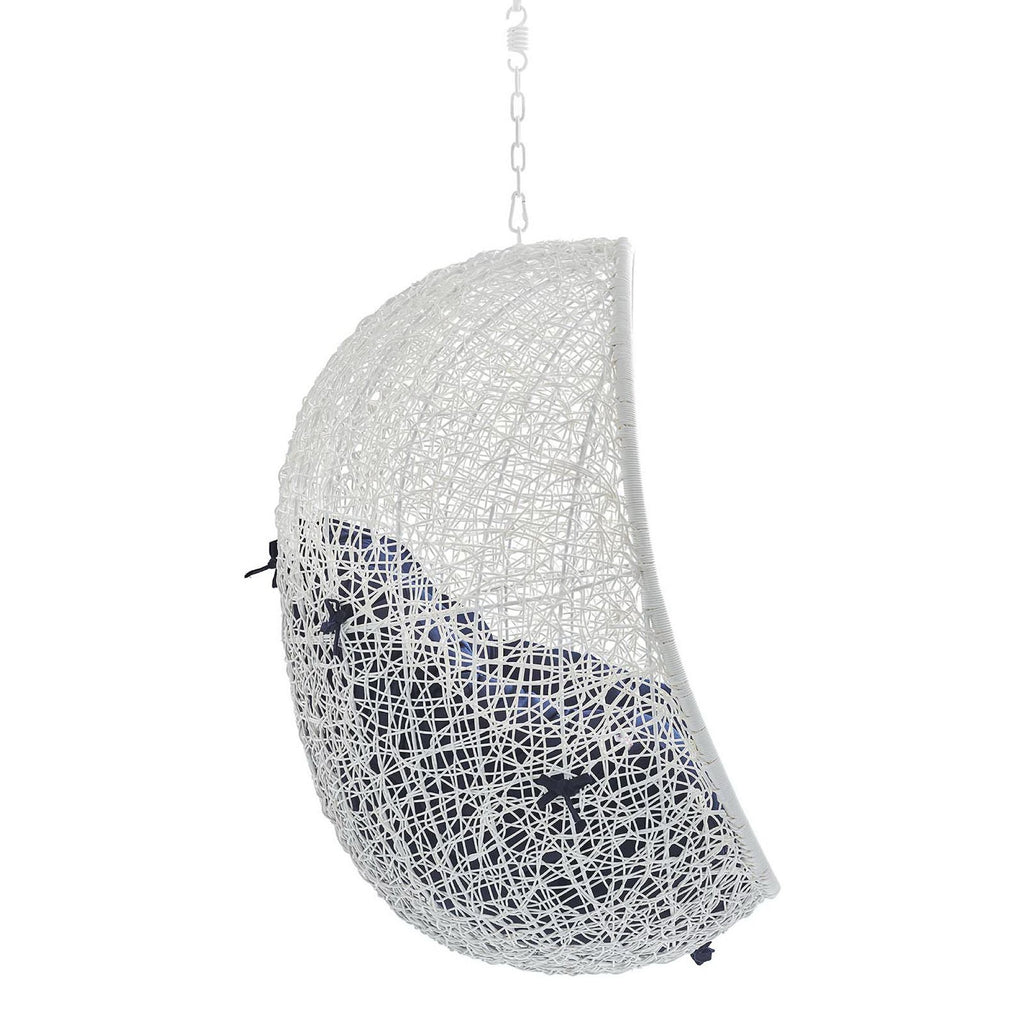 Hide Sunbrella Fabric Swing Outdoor Patio Lounge Chair Without Stand - White Navy
