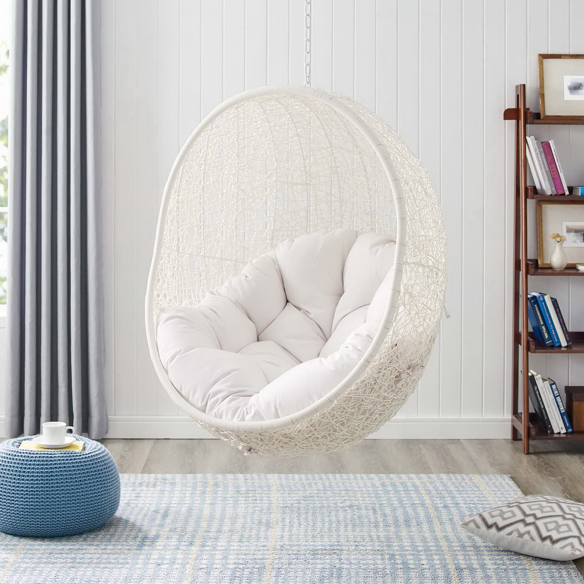 Hide Sunbrella Fabric Swing Outdoor Patio Lounge Chair Without Stand - White White