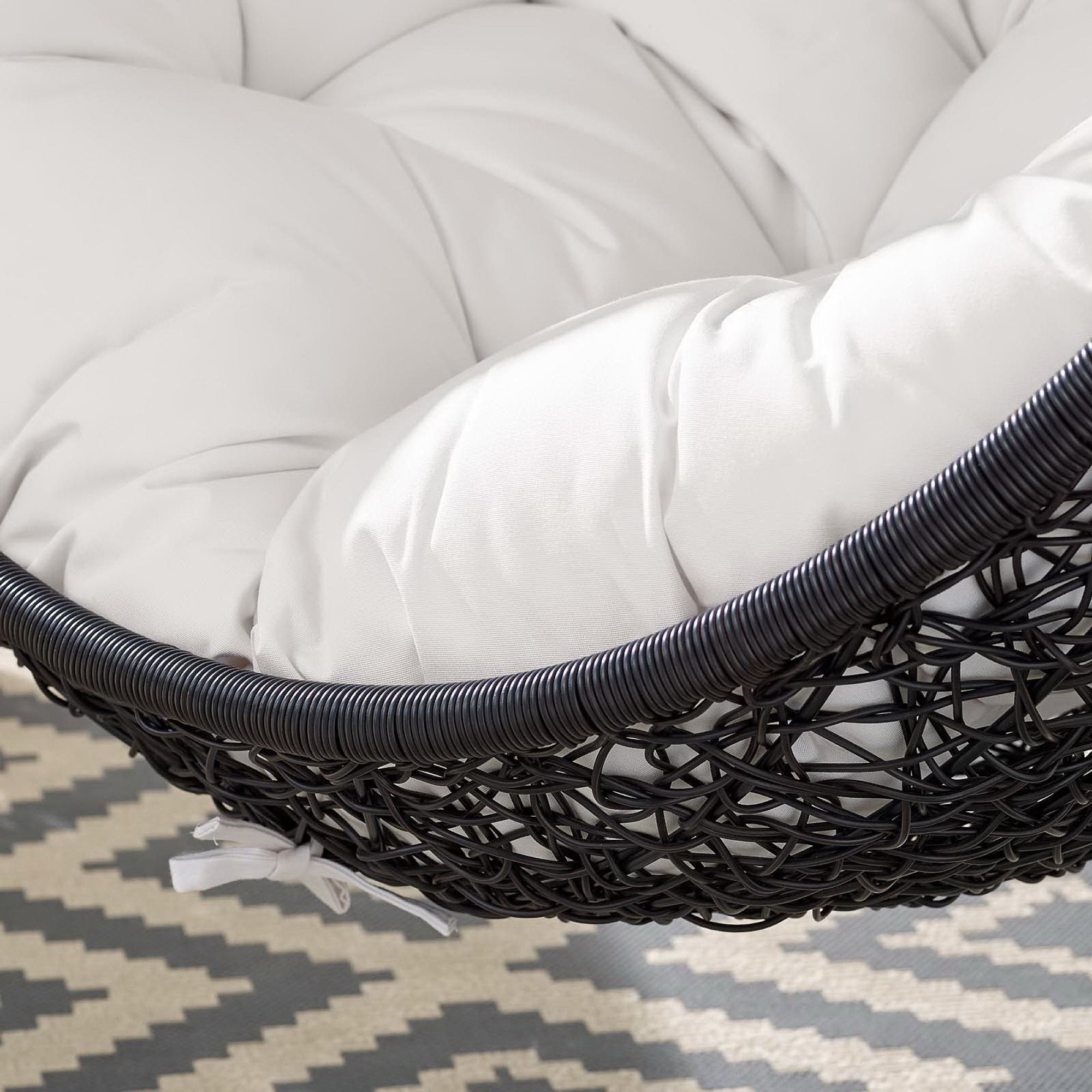 Encase Sunbrella Fabric Swing Outdoor Patio Lounge Chair Without Stand - Black White