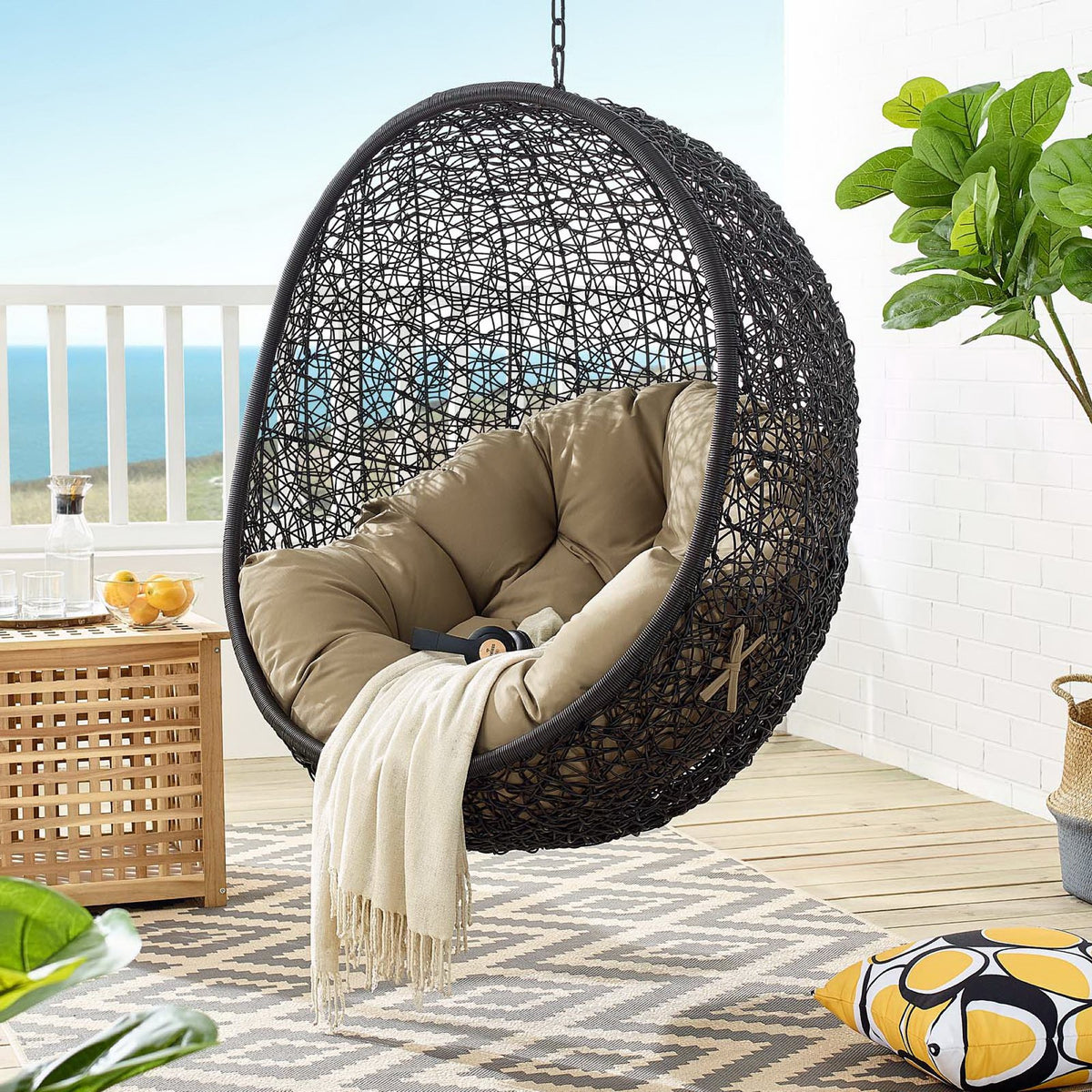 Encase Swing Outdoor Patio Lounge Chair Without Stand - Black Mocha