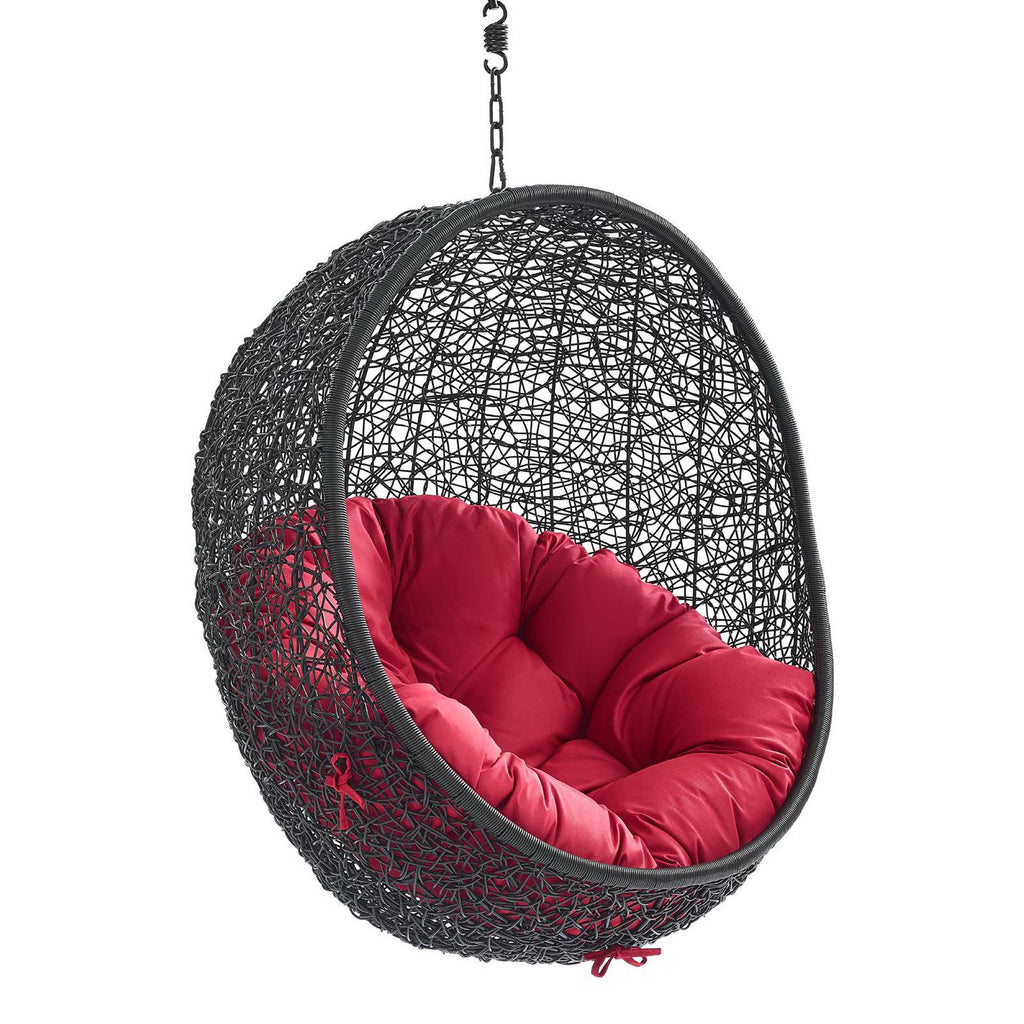 Encase Swing Outdoor Patio Lounge Chair Without Stand - Black Red