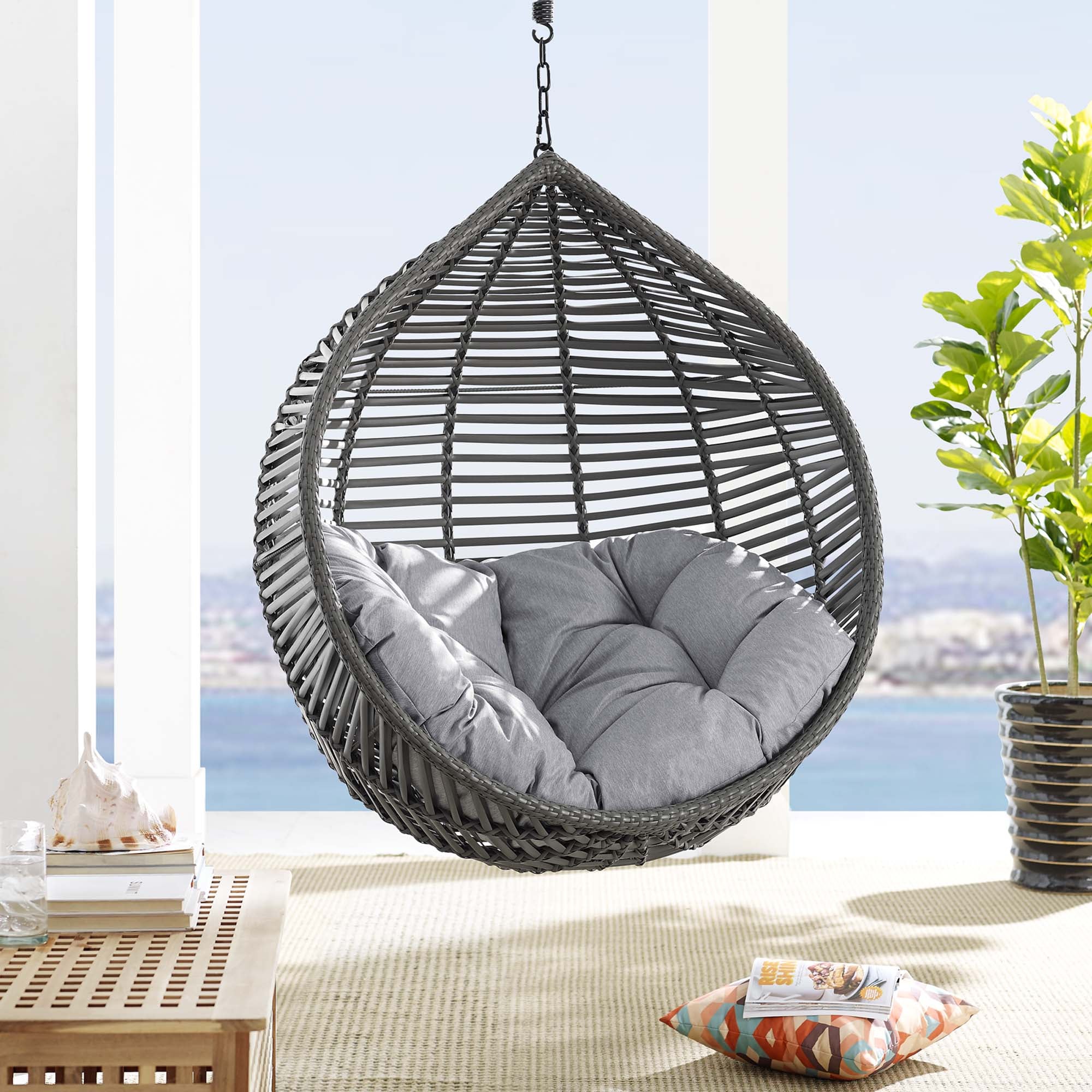 Garner Teardrop Outdoor Patio Swing Chair Without Stand - Gray Gray