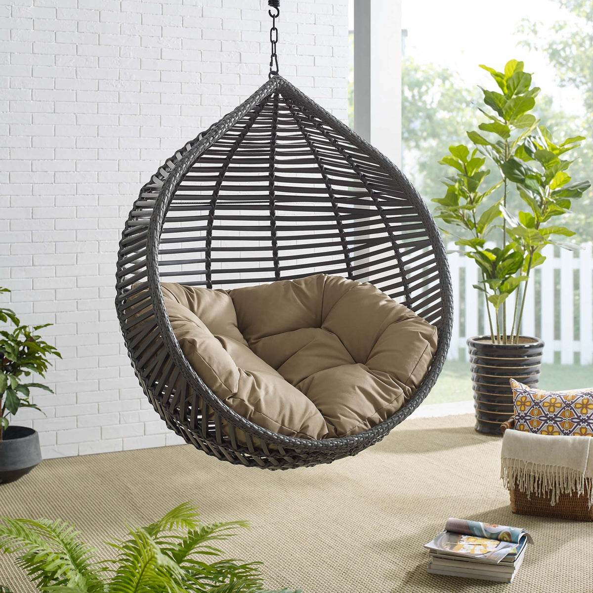 Garner Teardrop Outdoor Patio Swing Chair Without Stand - Gray Mocha