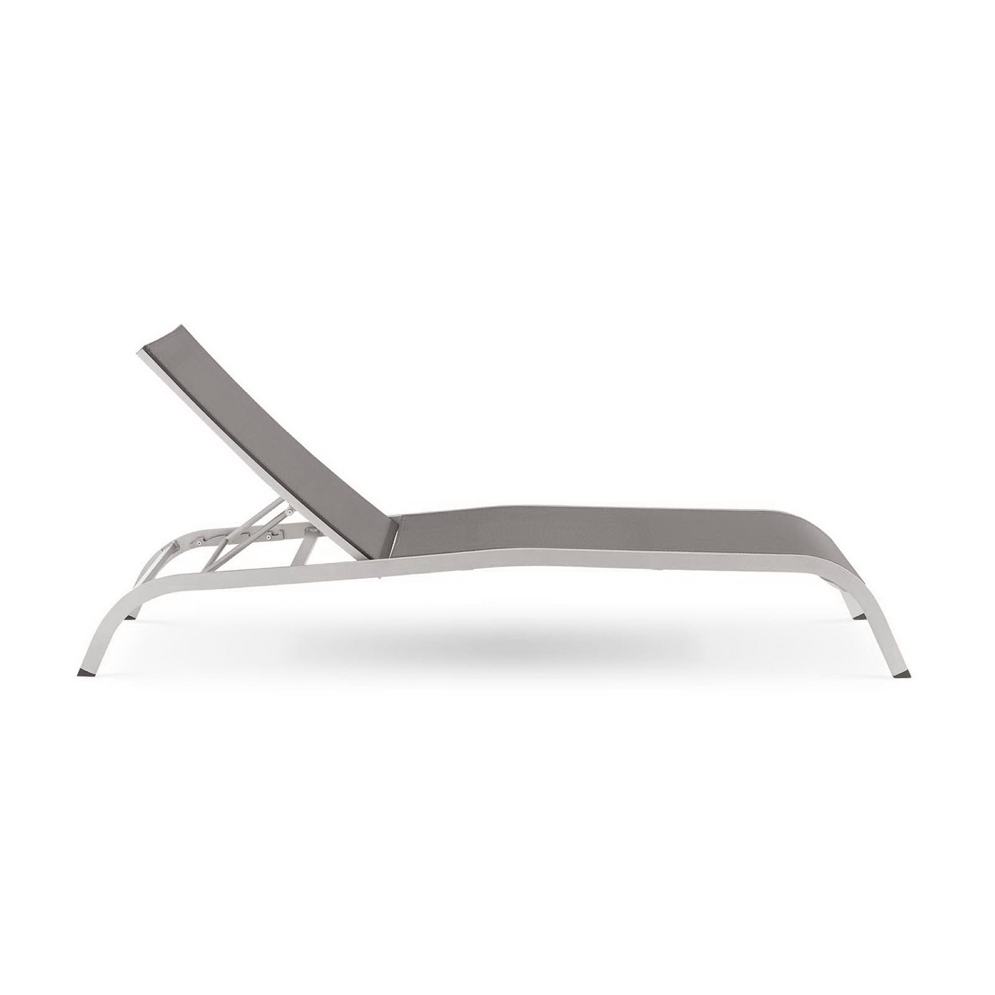 Savannah Mesh Chaise Outdoor Patio Aluminum Lounge Chair - Gray