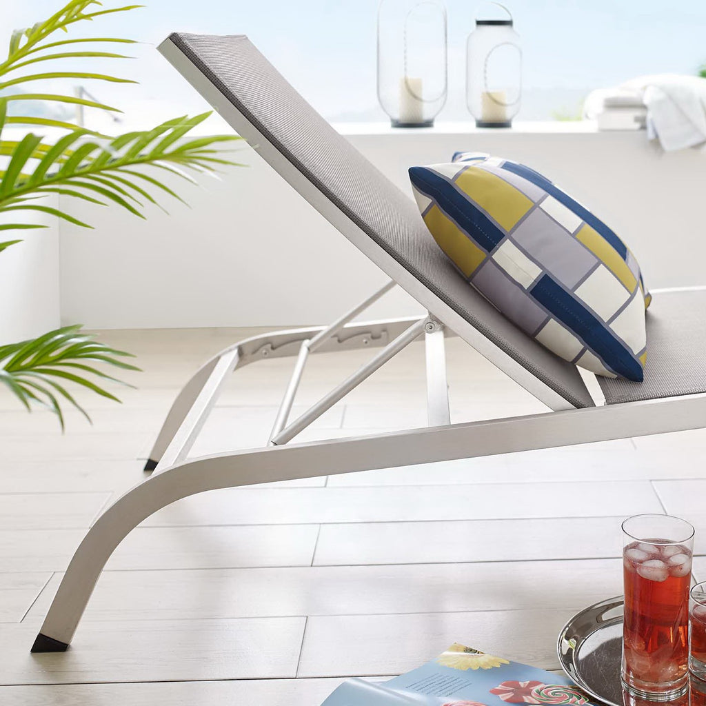 Savannah Mesh Chaise Outdoor Patio Aluminum Lounge Chair - Gray