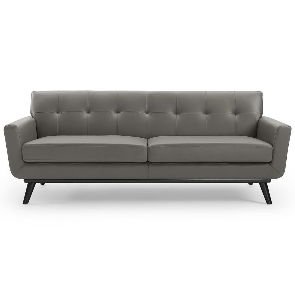 Engage Top-Grain Leather Living Room Lounge Sofa - Gray