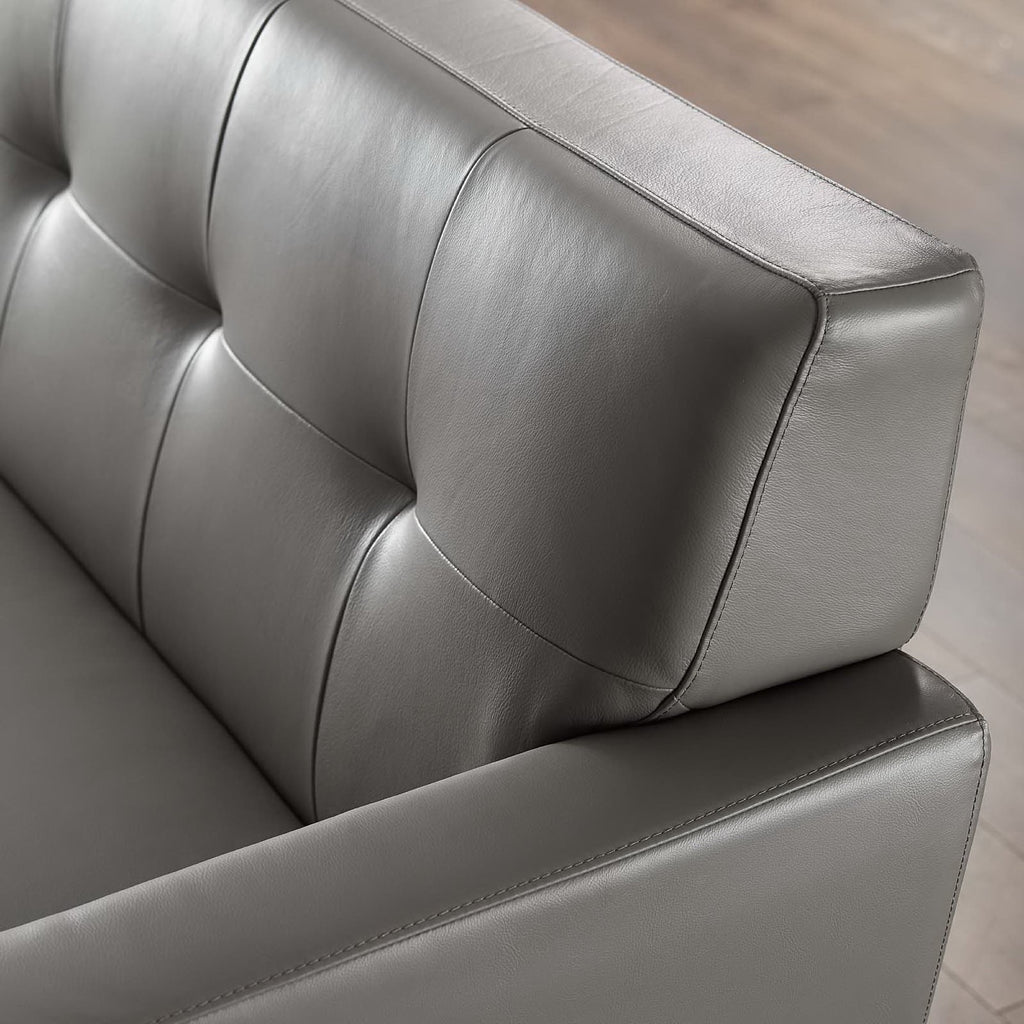 Engage Top-Grain Leather Living Room Lounge Sofa - Gray