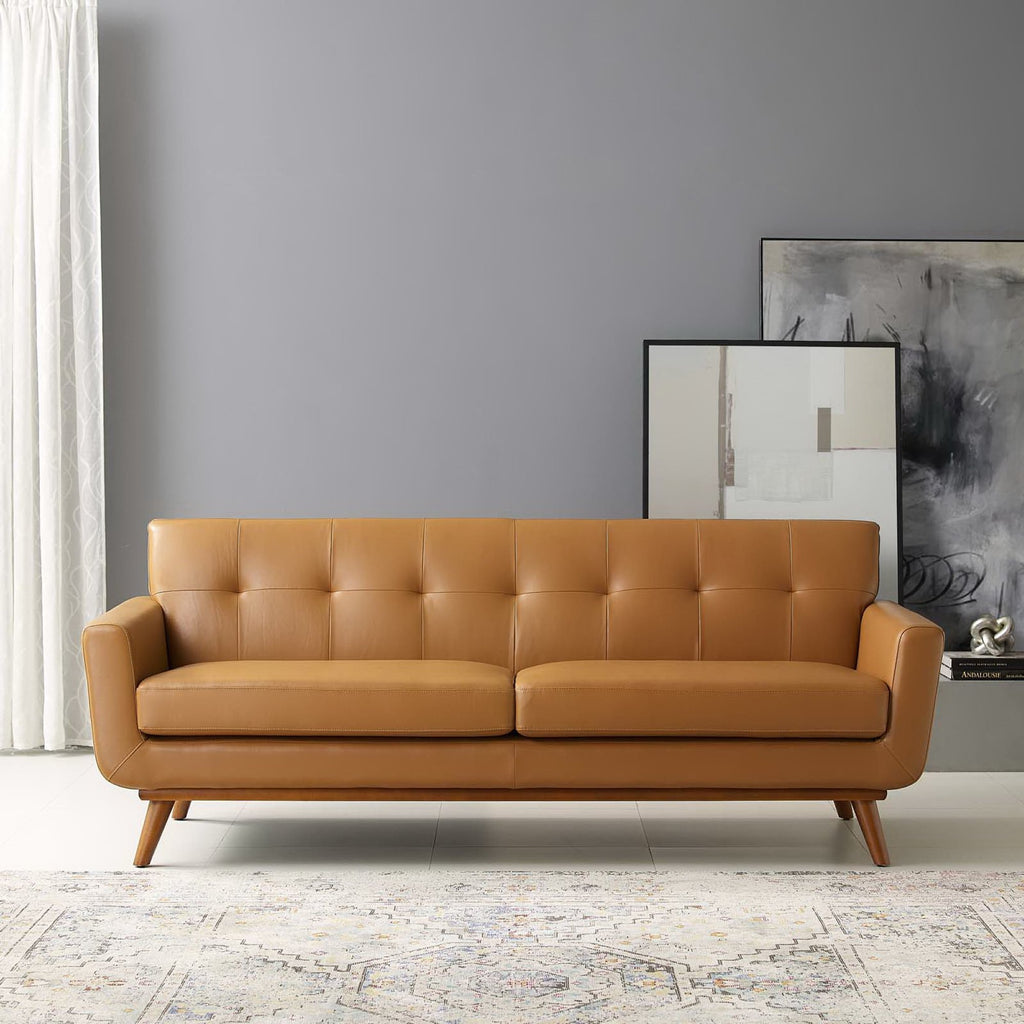 Engage Top-Grain Leather Living Room Lounge Sofa - Tan