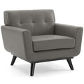 Engage Top-Grain Leather Living Room Lounge Accent Armchair - Gray