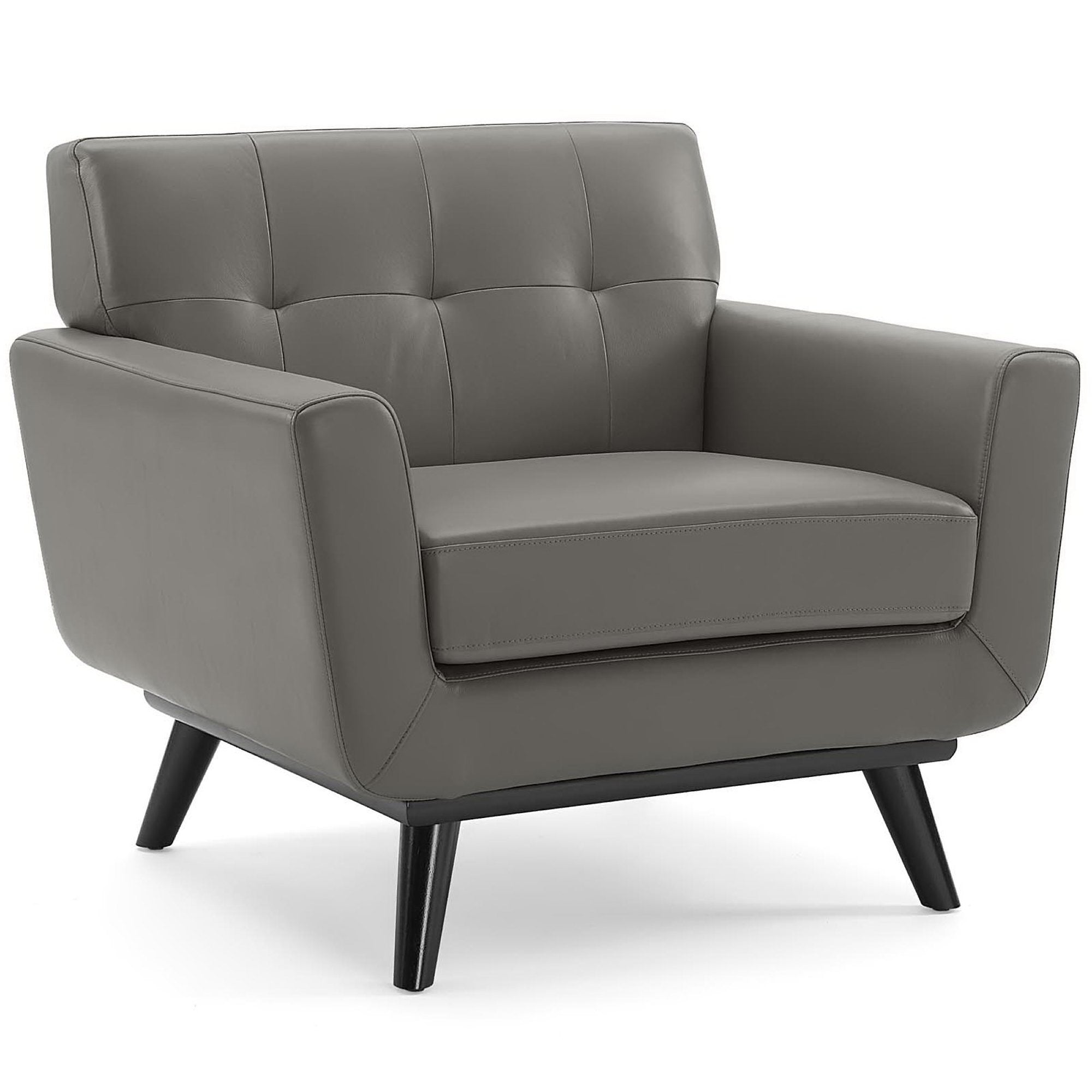 Engage Top-Grain Leather Living Room Lounge Accent Armchair - Gray