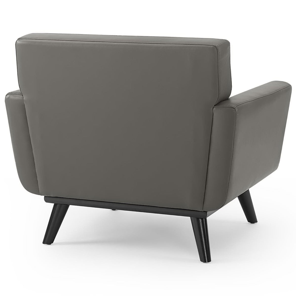 Engage Top-Grain Leather Living Room Lounge Accent Armchair - Gray