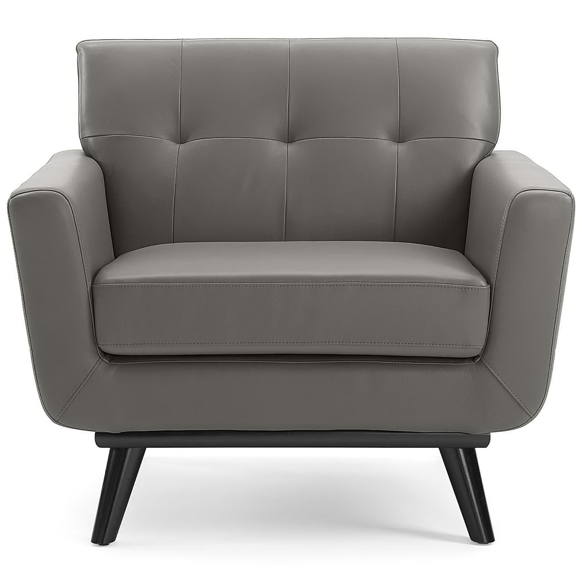 Engage Top-Grain Leather Living Room Lounge Accent Armchair - Gray