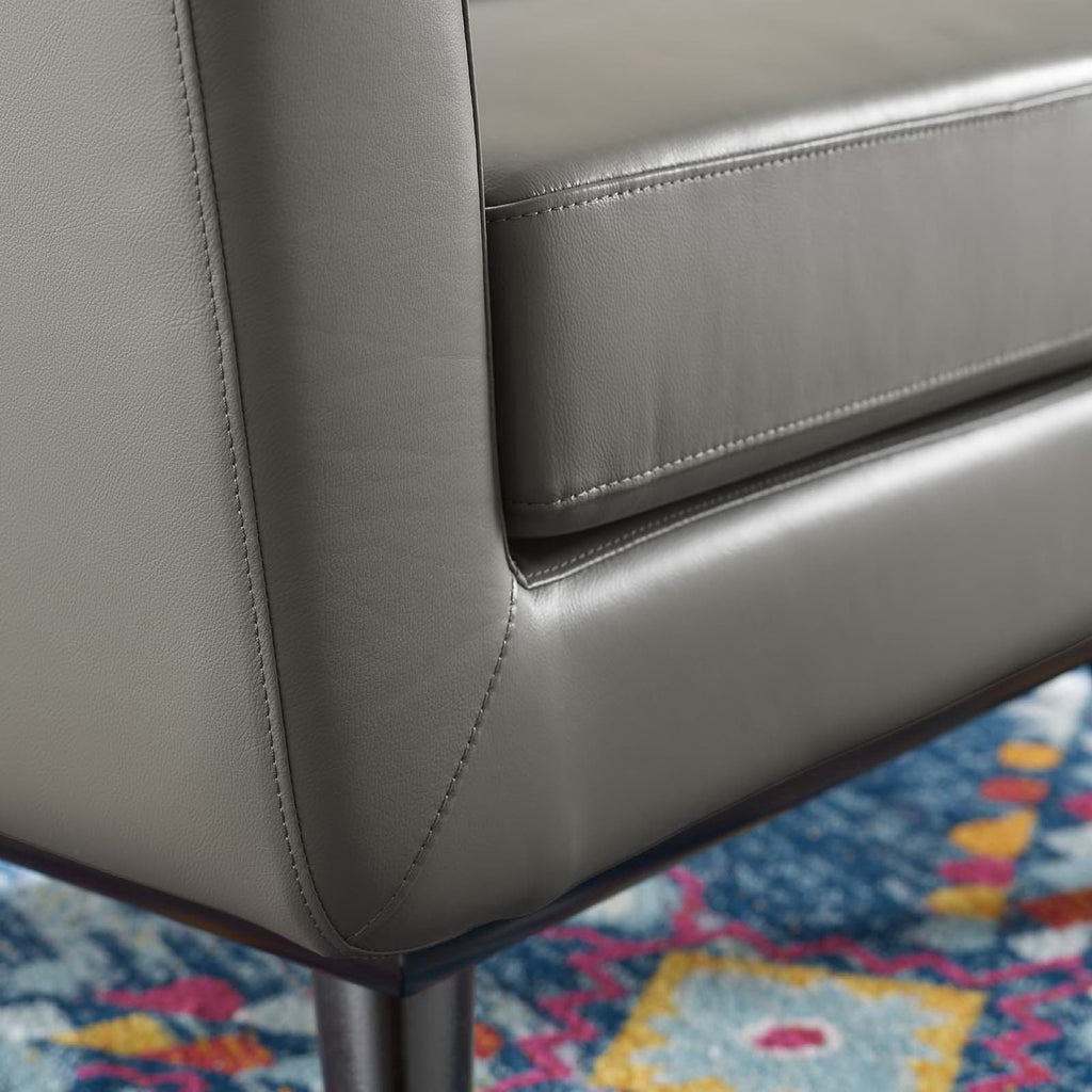 Engage Top-Grain Leather Living Room Lounge Accent Armchair - Gray
