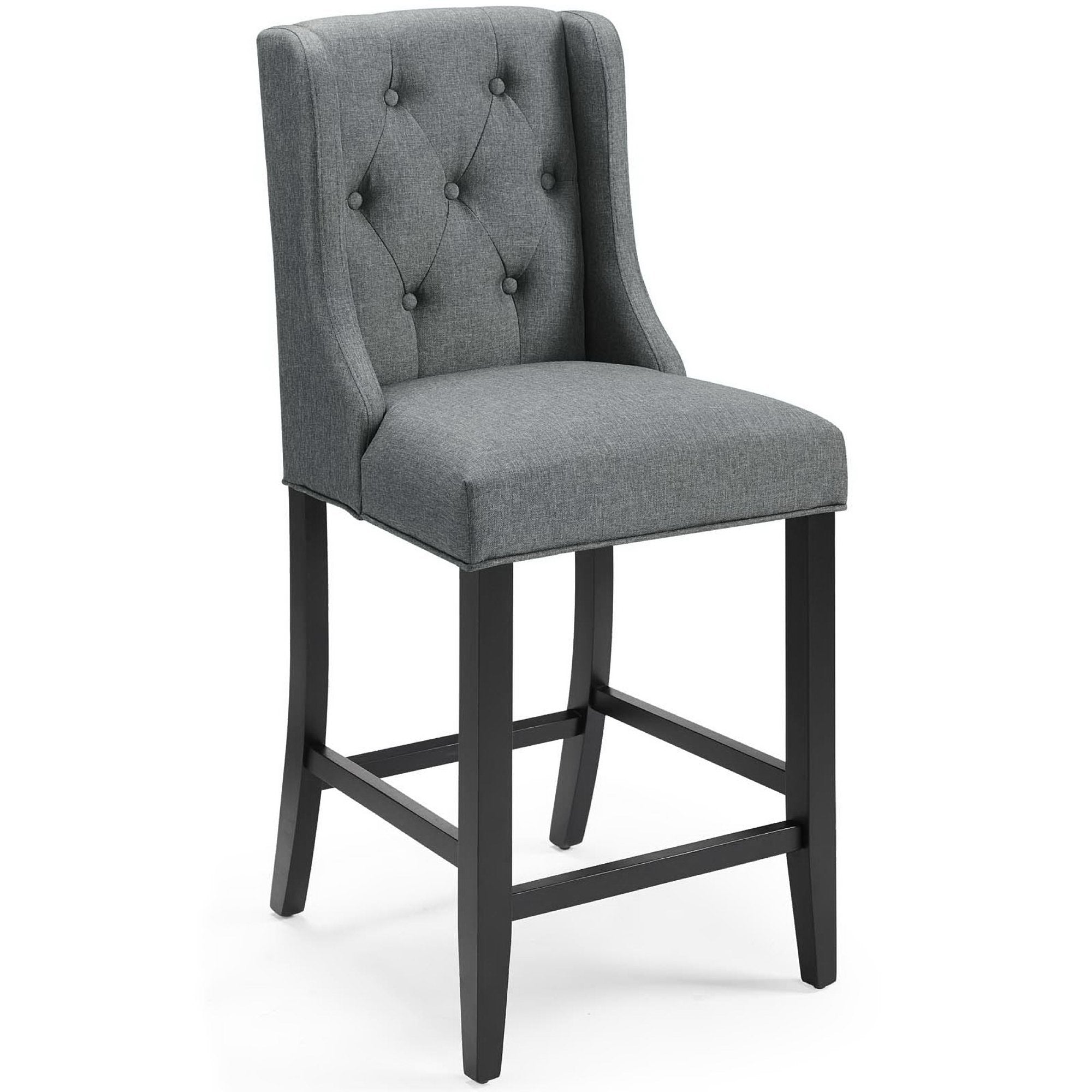 Baronet Tufted Button Upholstered Fabric Counter Stool - Gray