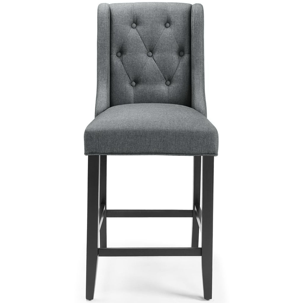 Baronet Tufted Button Upholstered Fabric Counter Stool - Gray