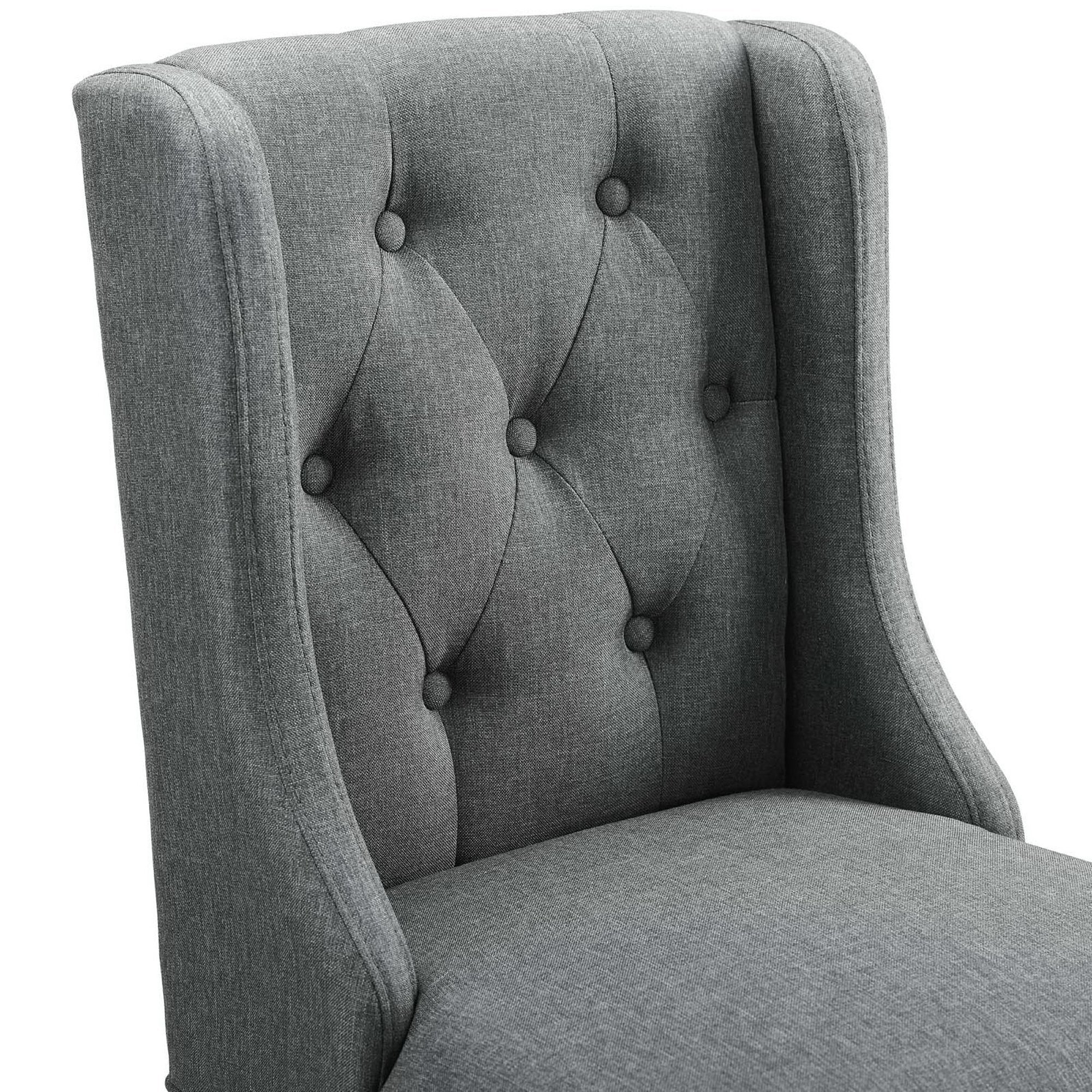 Baronet Tufted Button Upholstered Fabric Counter Stool - Gray
