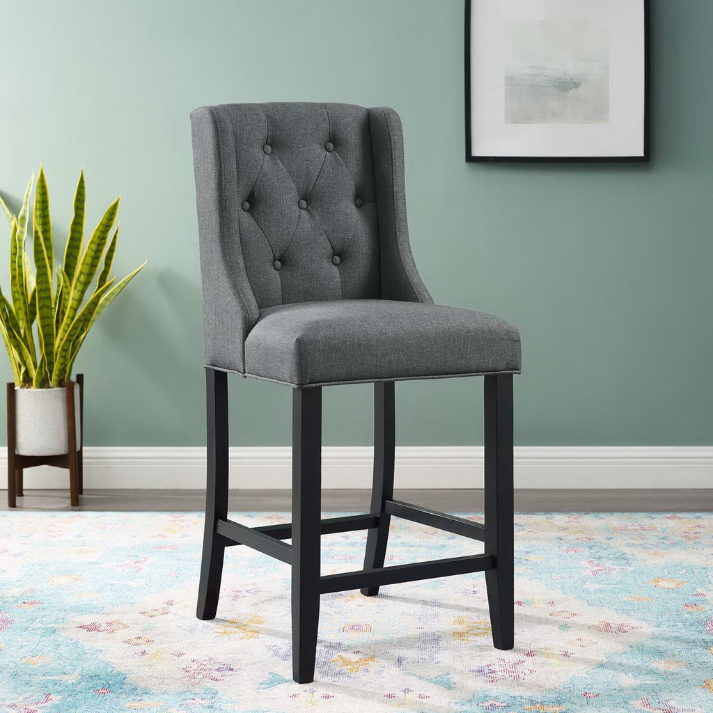 Baronet Tufted Button Upholstered Fabric Counter Stool - Gray