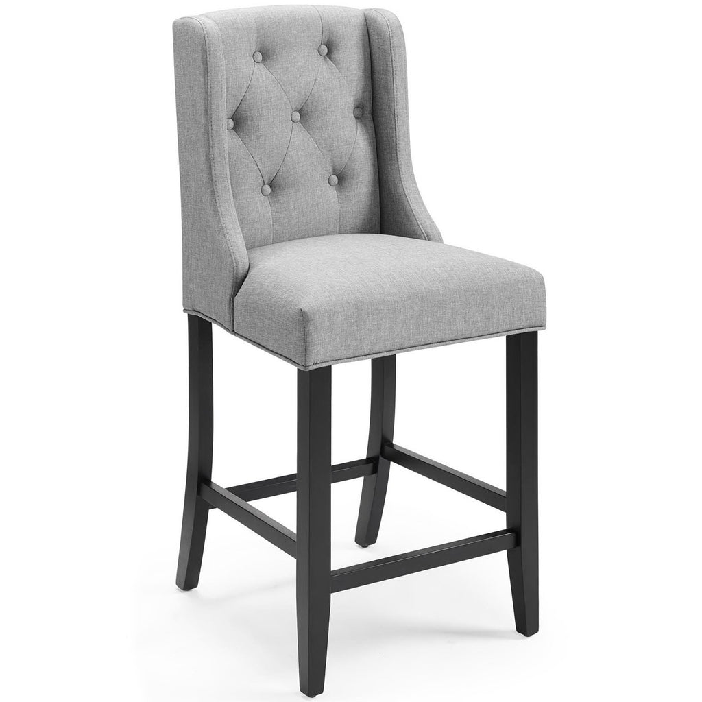 Baronet Tufted Button Upholstered Fabric Counter Stool - Light Gray