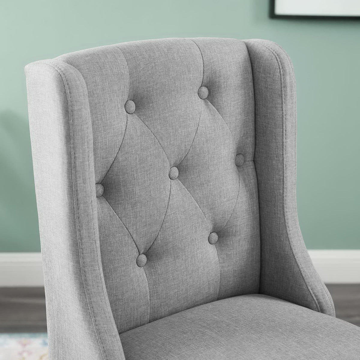 Baronet Tufted Button Upholstered Fabric Counter Stool - Light Gray