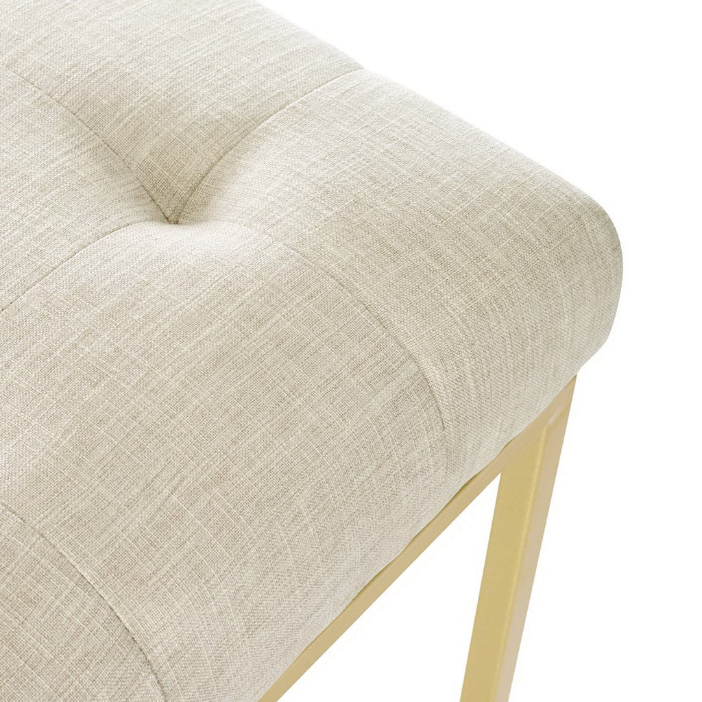 Privy Gold Stainless Steel Upholstered Fabric Dining Accent Chair - Gold Beige