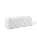 Amour 48" Tufted Button Entryway Faux Leather Bench - White