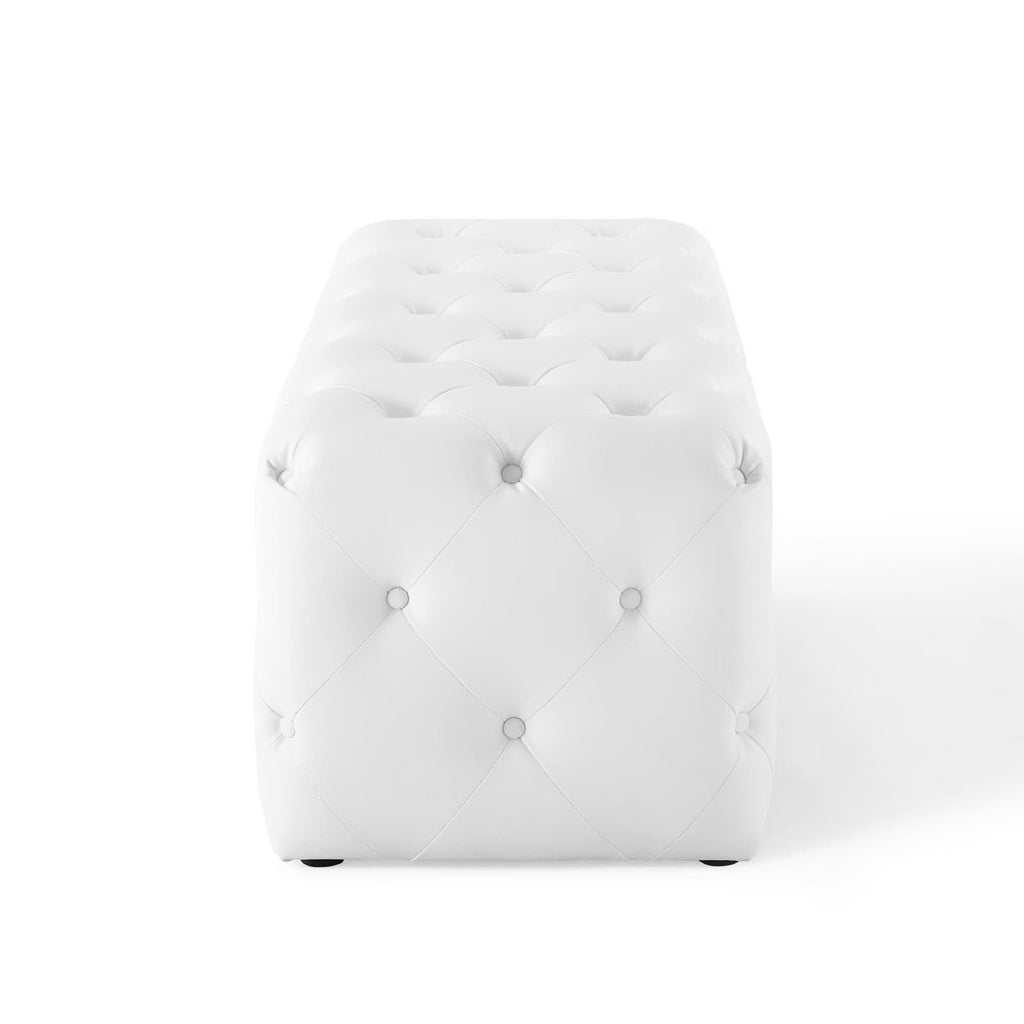 Amour 48" Tufted Button Entryway Faux Leather Bench - White