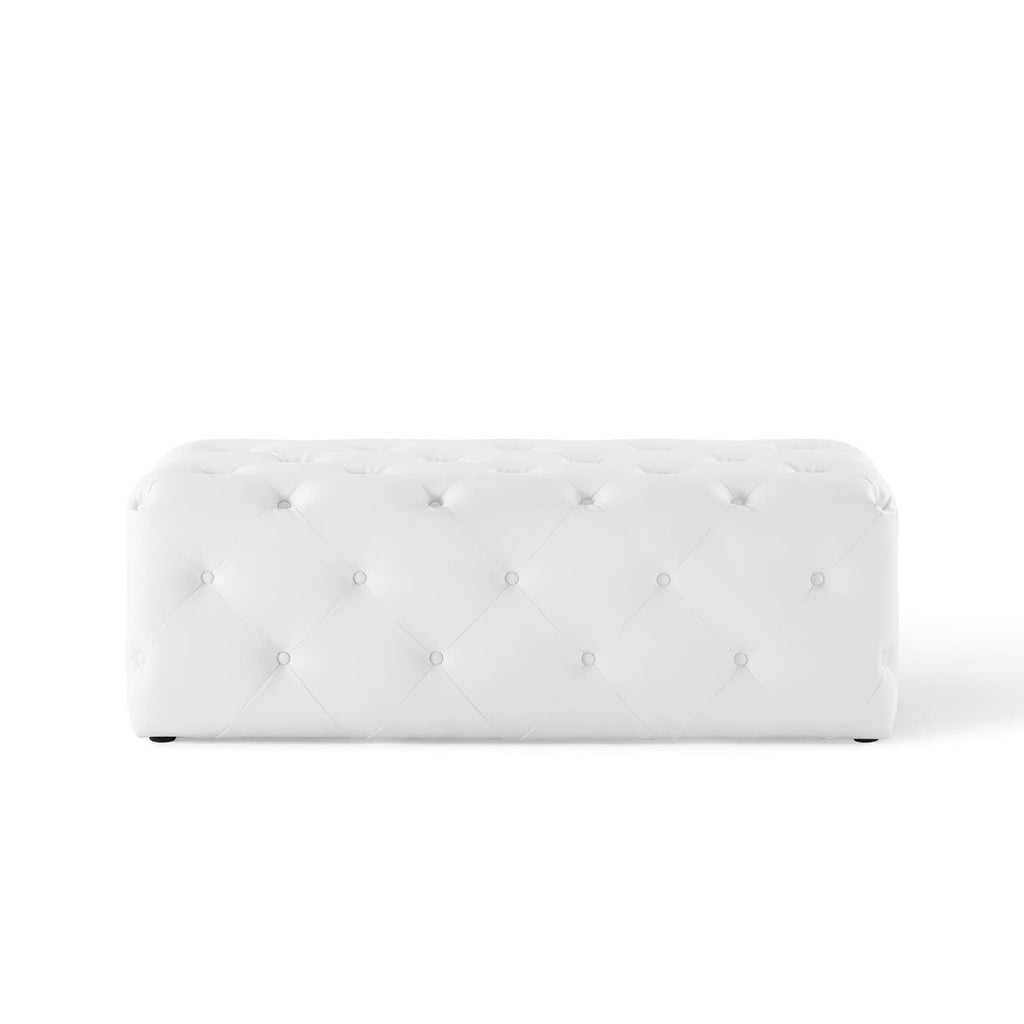 Amour 48" Tufted Button Entryway Faux Leather Bench - White