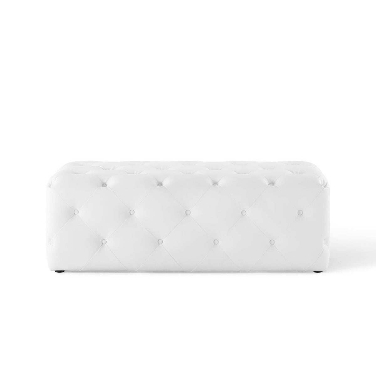 Amour 48" Tufted Button Entryway Faux Leather Bench - White