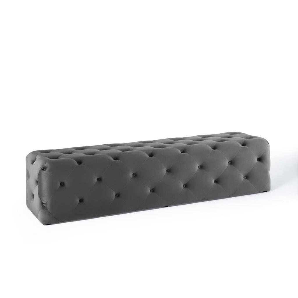Amour 72" Tufted Button Entryway Performance Velvet Bench - Gray