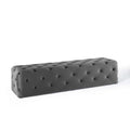 Amour 72" Tufted Button Entryway Performance Velvet Bench - Gray