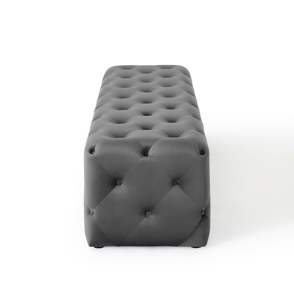 Amour 72" Tufted Button Entryway Performance Velvet Bench - Gray