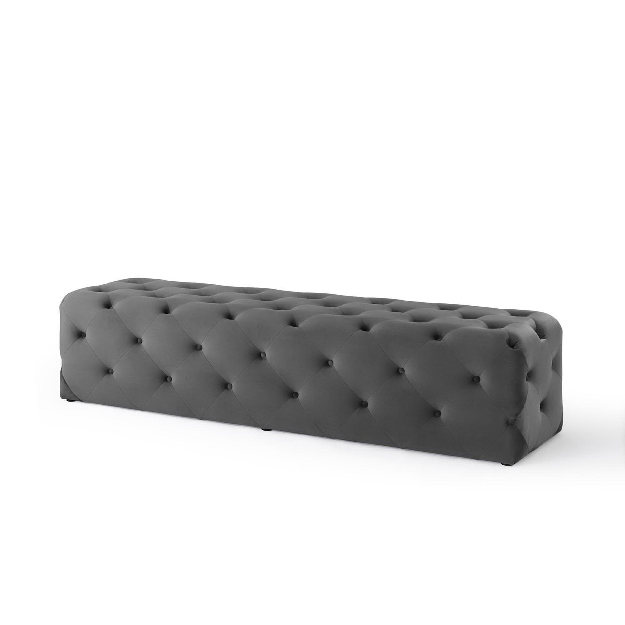 Amour 72" Tufted Button Entryway Performance Velvet Bench - Gray