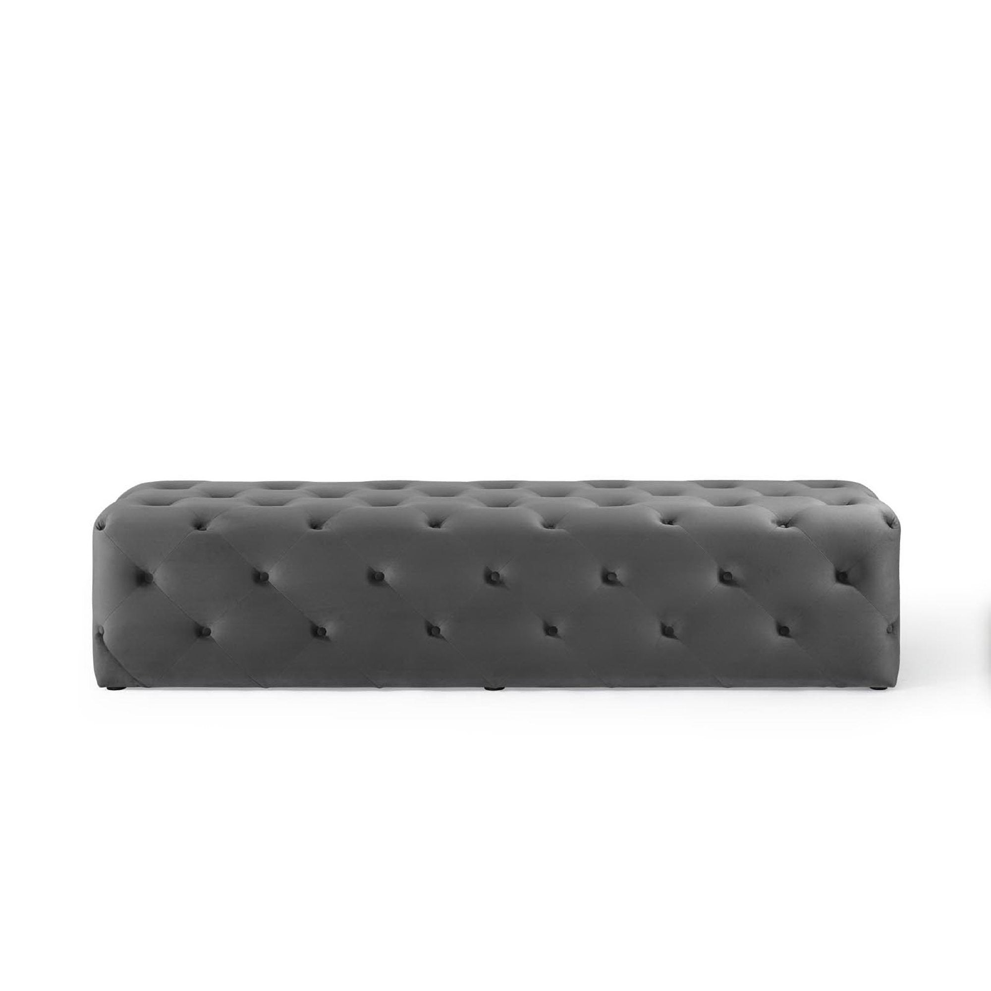 Amour 72" Tufted Button Entryway Performance Velvet Bench - Gray