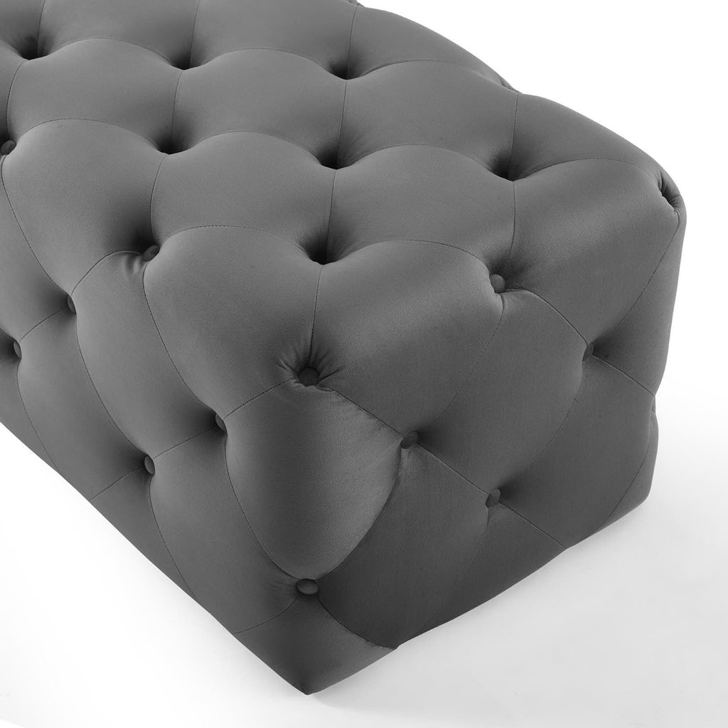 Amour 72" Tufted Button Entryway Performance Velvet Bench - Gray
