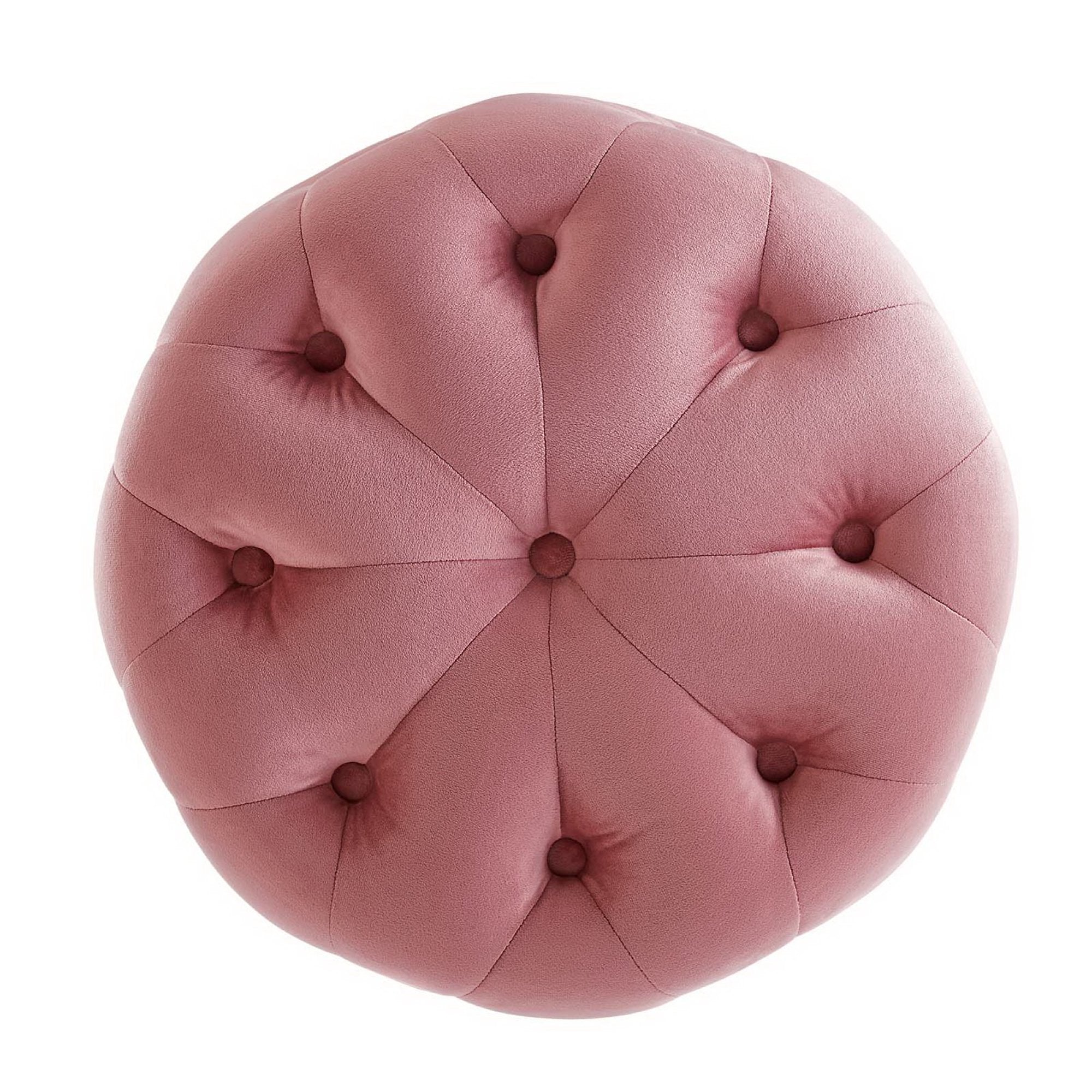 Amour Tufted Button Round Performance Velvet Ottoman - Dusty Rose