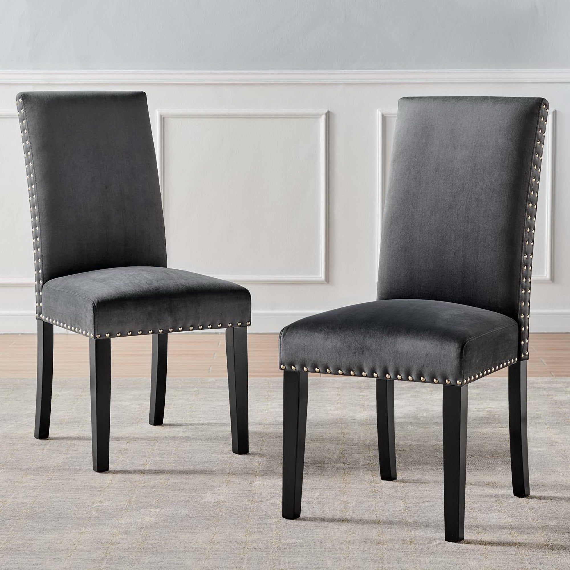 Parcel Performance Velvet Dining Side Chairs Set of 2 - Charcoal