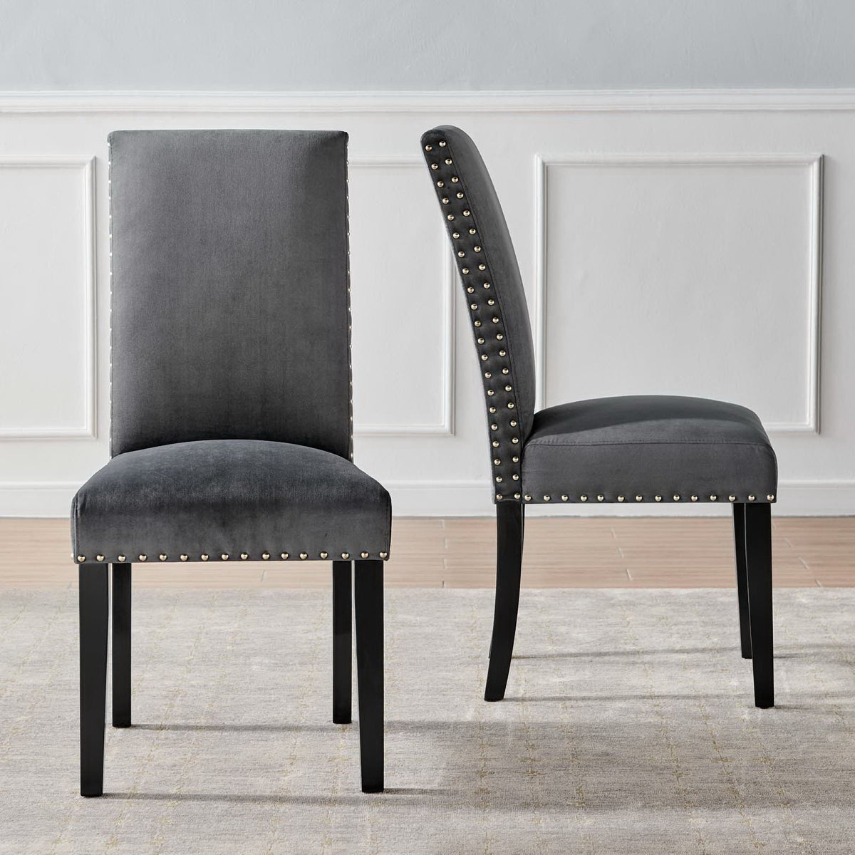 Parcel Performance Velvet Dining Side Chairs Set of 2 - Charcoal