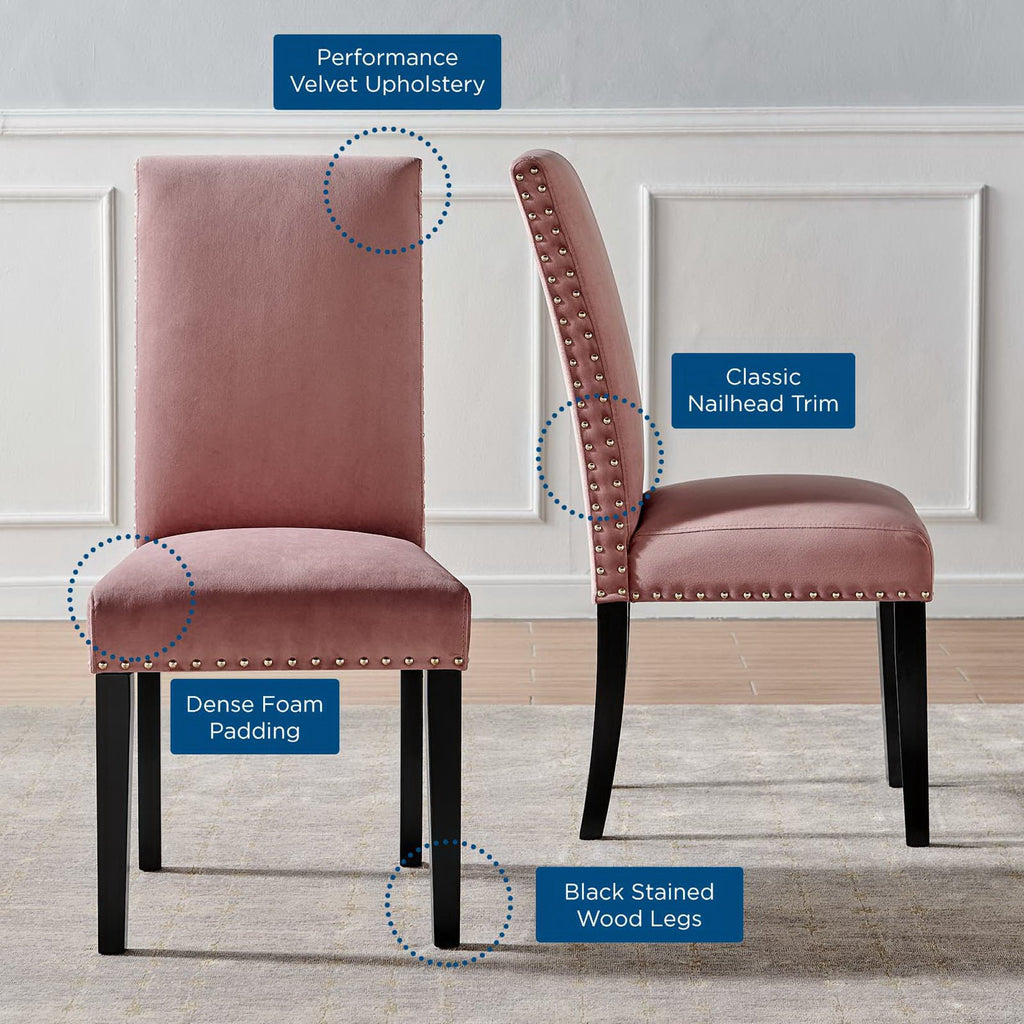 Parcel Performance Velvet Dining Side Chairs Set of 2 - Dusty Rose